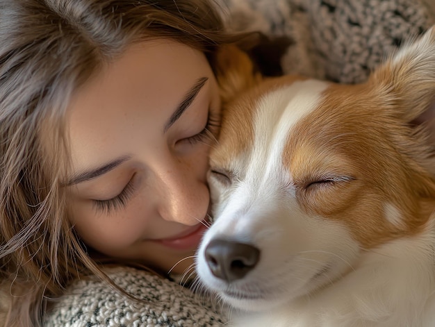 Photo affectionate pets loving every moment with owners