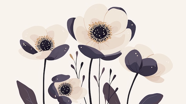 Affirmation Card Anemone Flower Aesthetic Illustration Generative AI