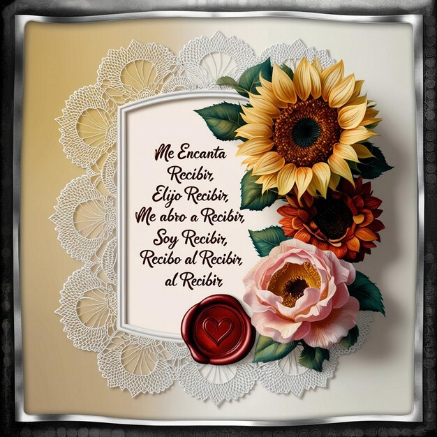 Photo affirmation of openness timeless design with sunflowers and roses