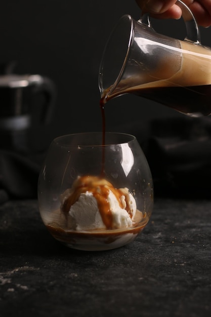 Affogato Coffee drink with ice cream