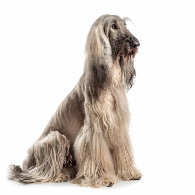 Photo afghan hound dog isolated on a solid white background