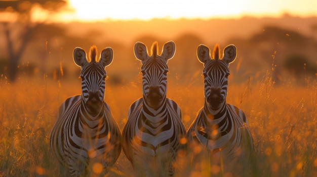 Africa sunset Plains zebra Equus quagga in the grassy nature habitat with evening light in Lake Mbur