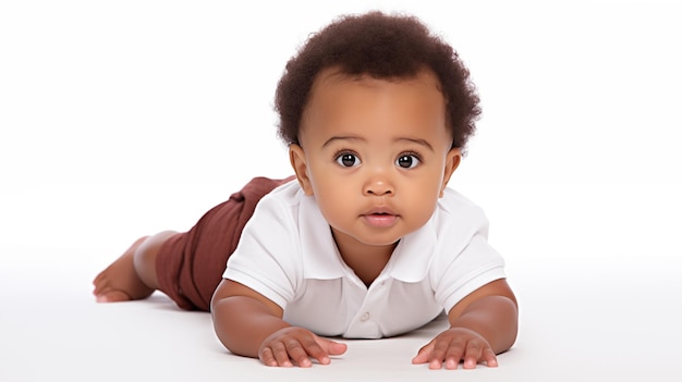 African American baby lying on his stomach