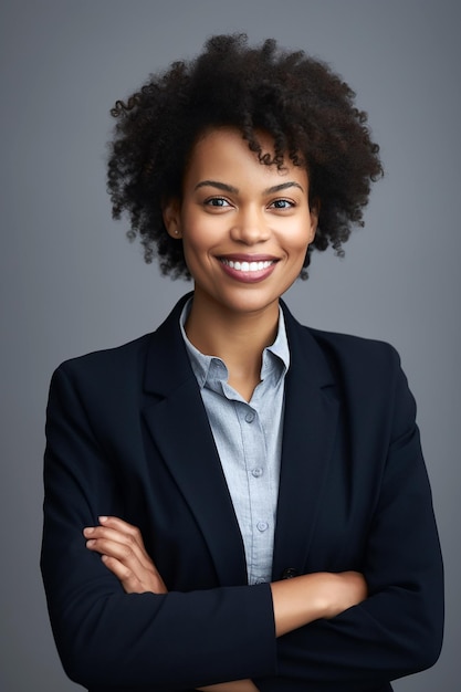 African American business woman smiling at camera generative ai