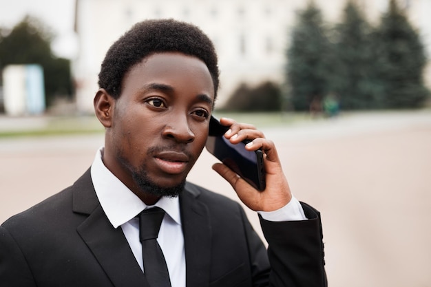 African american businessman speaking on the phone