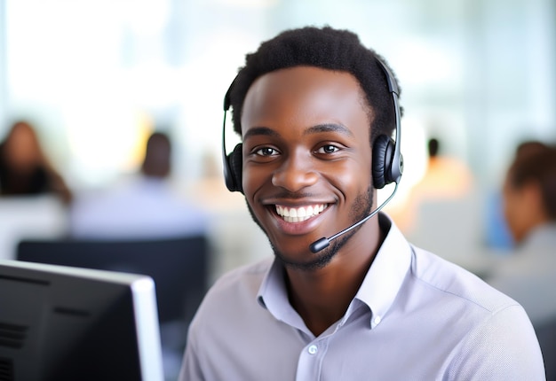 African American call center sales man