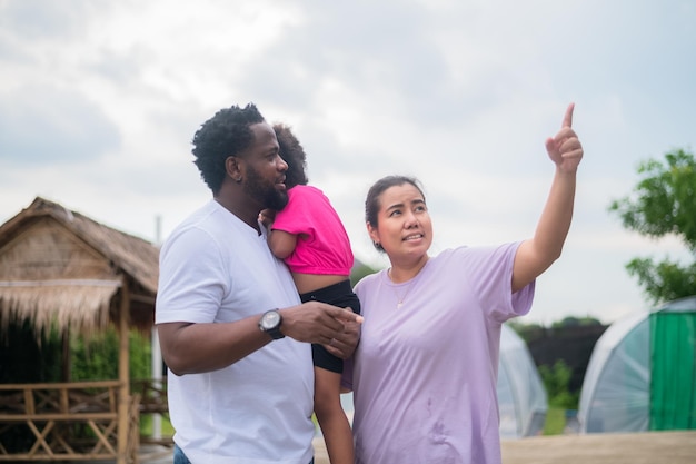 African American father and daughter happy parent family