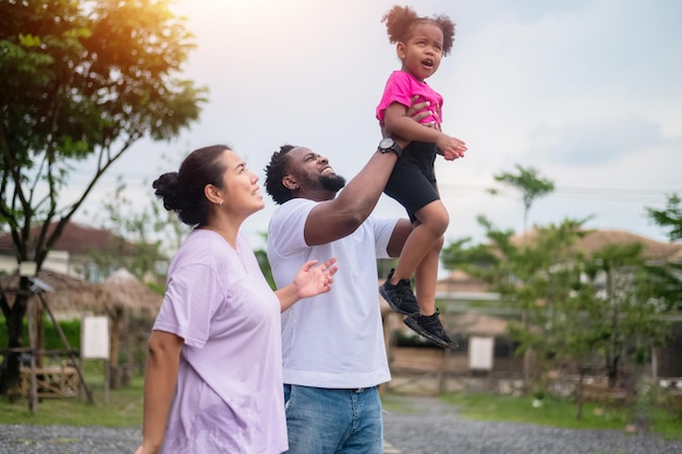 African American father and daughter happy parent family