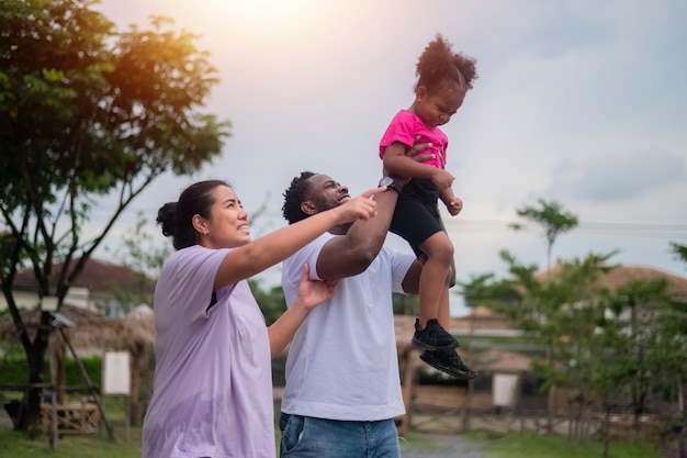 African American father and daughter happy parent family