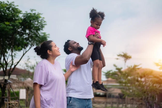 African American father and daughter happy parent family