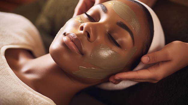 African American girl receiving treatments in a spa or beauty salon