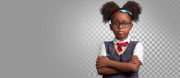 African American girl in uniform with books ideal for educational content