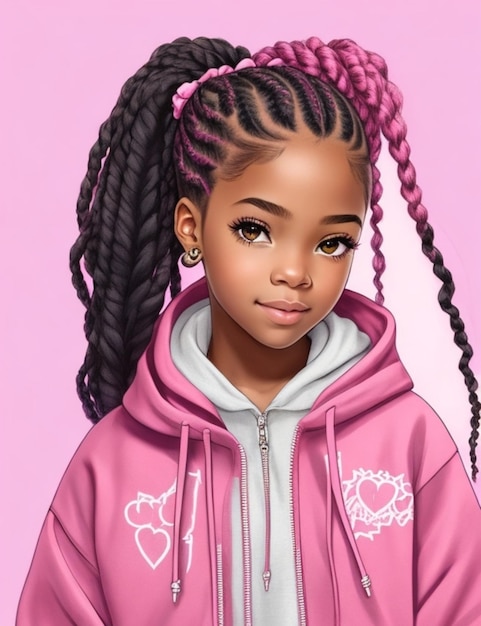 African American girl wearing hoodie cute black girl vector