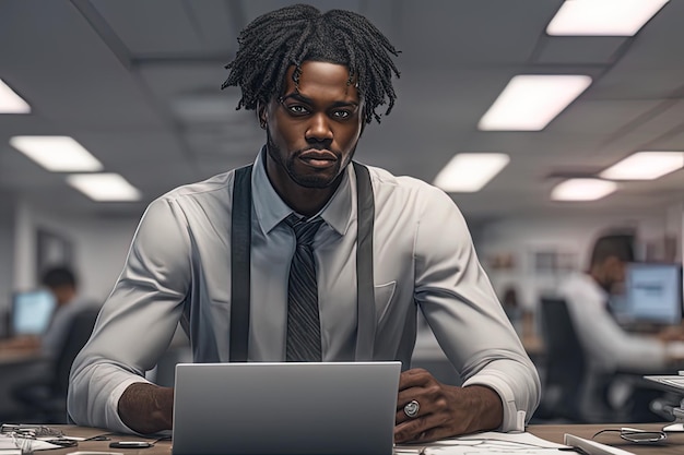 african american man working in computer officeafrican american man working in computer officeyoung