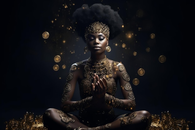 African american meditating Generate Ai