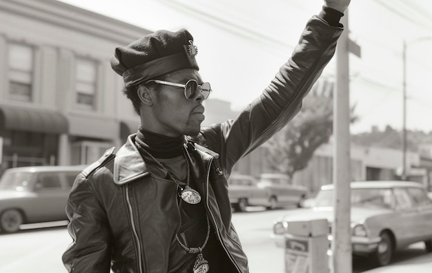 African American Members from 1960s Black Panther Party Movement on the Streets