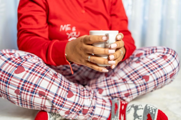 African american woman relaxing at home