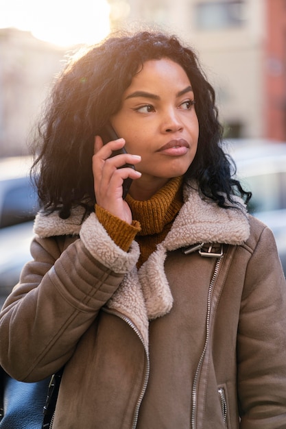 African american woman talking on the phone