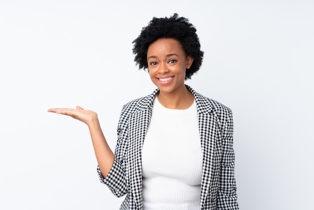 African American woman over wall