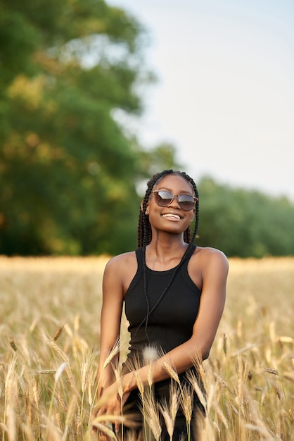 African American woman in a wheat field  African people