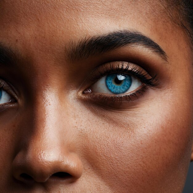 Photo african american woman with blue eyes