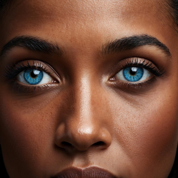 Photo african american woman with blue eyes