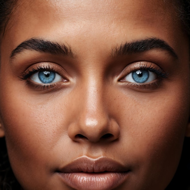 Photo african american woman with blue eyes