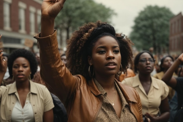 African American women organize mass protests on the streets of a big city