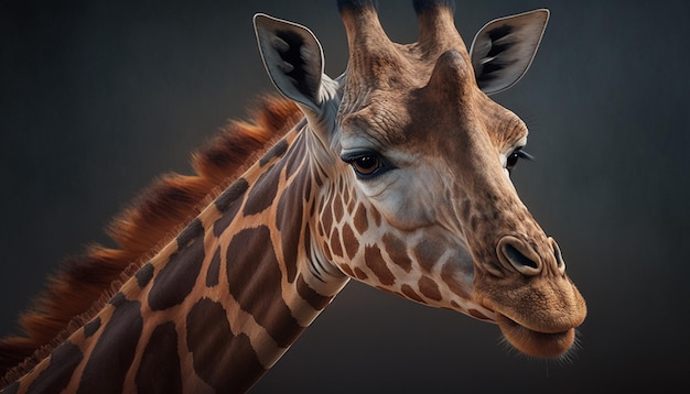 African beautiful wild giraffe animal head AI Generated