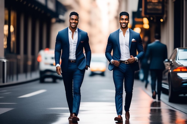 African Black Man and Black Model With Colorful Background