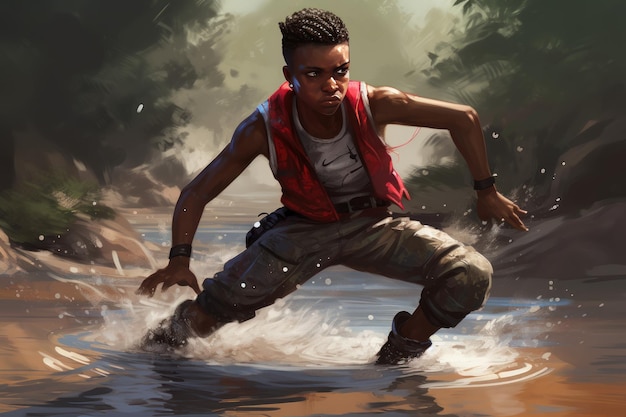 African boy water Africa portrait Generate Ai