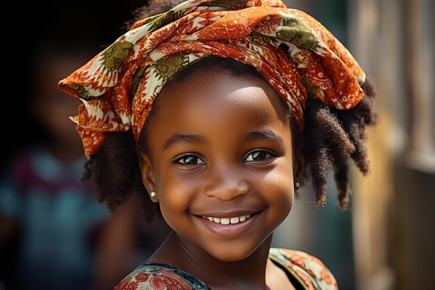 African child AfricanAmerican baby AfroAmerican smiles as he looks at the camera happy childhood chherful beautiful and pretty boy or girl race lifestyle