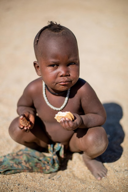 African child from the Himba tribe in Namibia