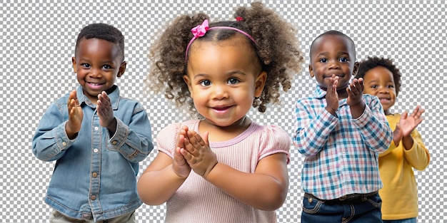 African Children Clapping with Baby Girl Child Development Concept