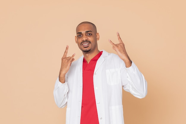 African doctor wearing a lab coat