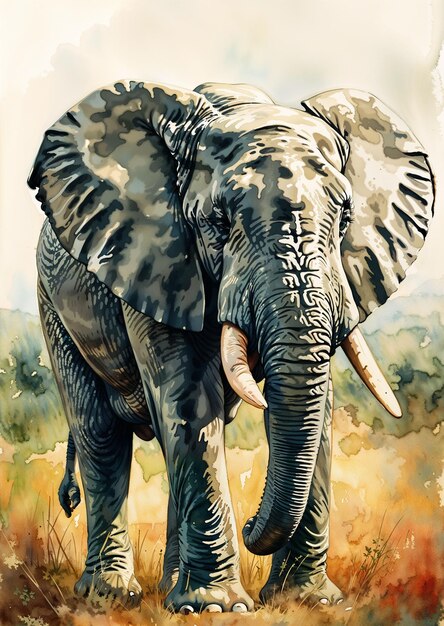 Photo african elephant loxodonta africana digital painting