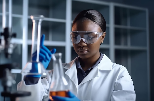 African female scientist lab Happy health Generate Ai