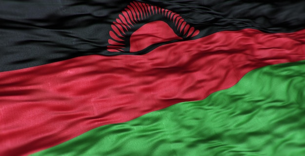 The African flag of the country of Malawi is wavy