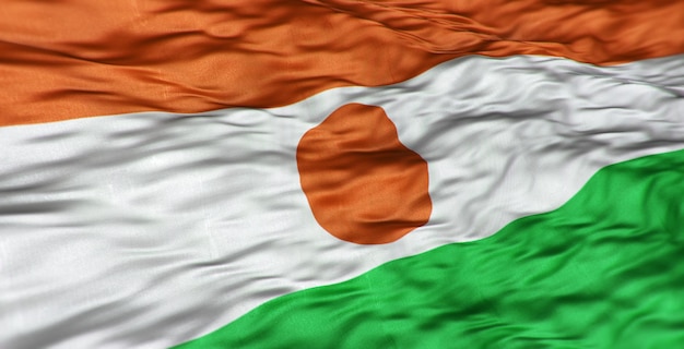 The African flag of the country of Niger is wavy