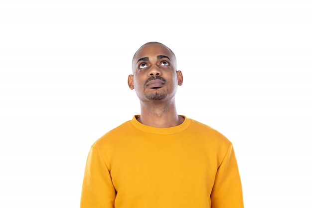 African guy with yellow T-shirt