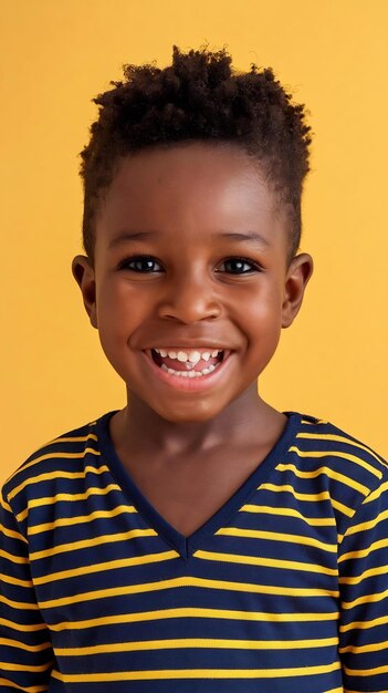 Photo african happy kid on yellow studio background cute child portrt