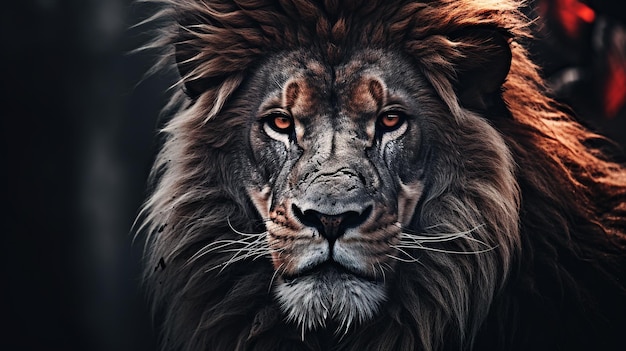 African male lion headshot looking into camera