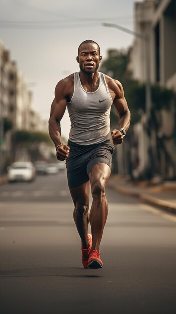 African man running in the city male runner