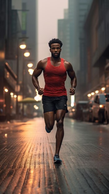 African man running in the city male runner