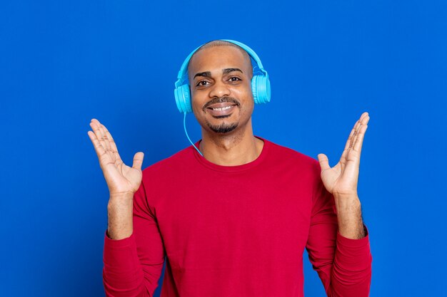 African man with red T-shirt