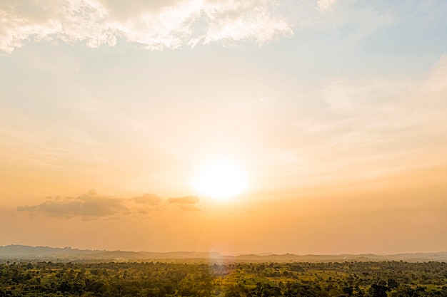 African nature landscape with sky at sunset