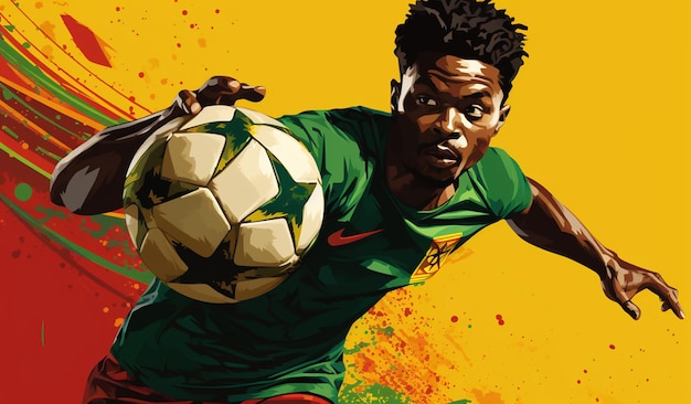 African soccer player playing with a soccer ball