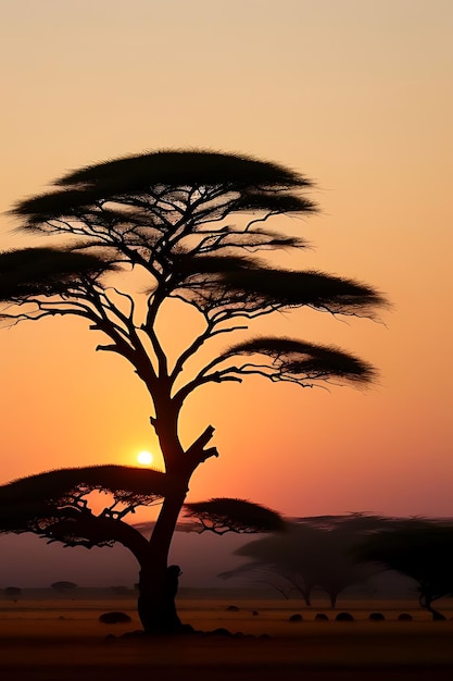 african tree sunset view