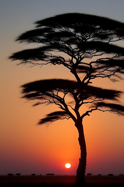 african tree sunset view