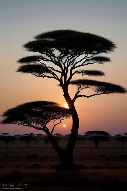 african tree sunset view